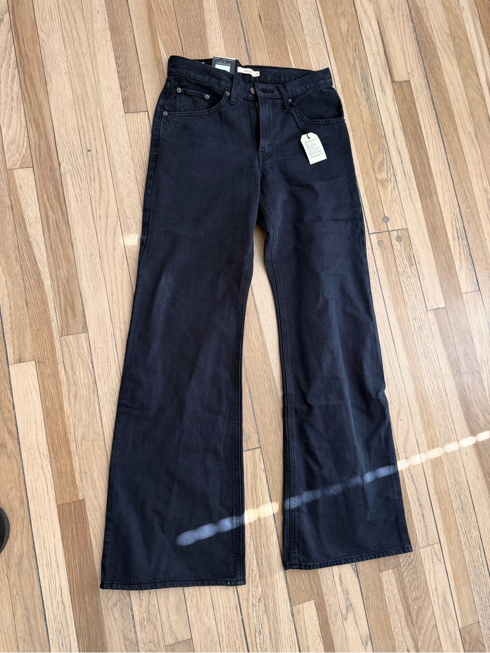 Levi's Dark Black Flared Wide-Leg Jeans